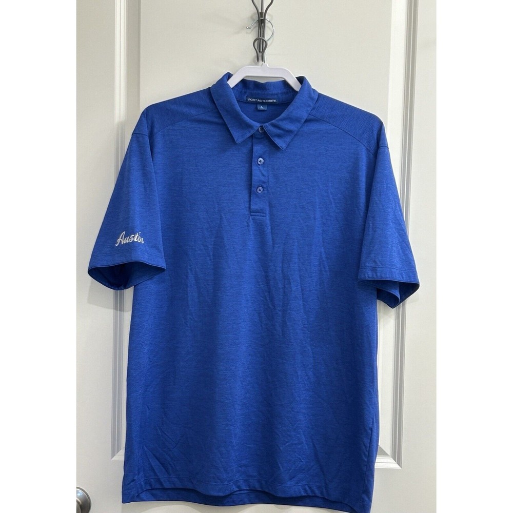 Port Authority Golf Polo Shirt Mens L‎ Short Sleeve Blue Workwear